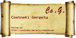 Csetneki Gergely névjegykártya